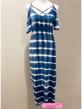 UO Tie-Dye Off-The-Shoulder Strappy Cut-Outs Open Back Striped Edgy Cutout Maxi